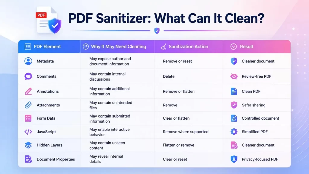 PDF Sanitizer Table